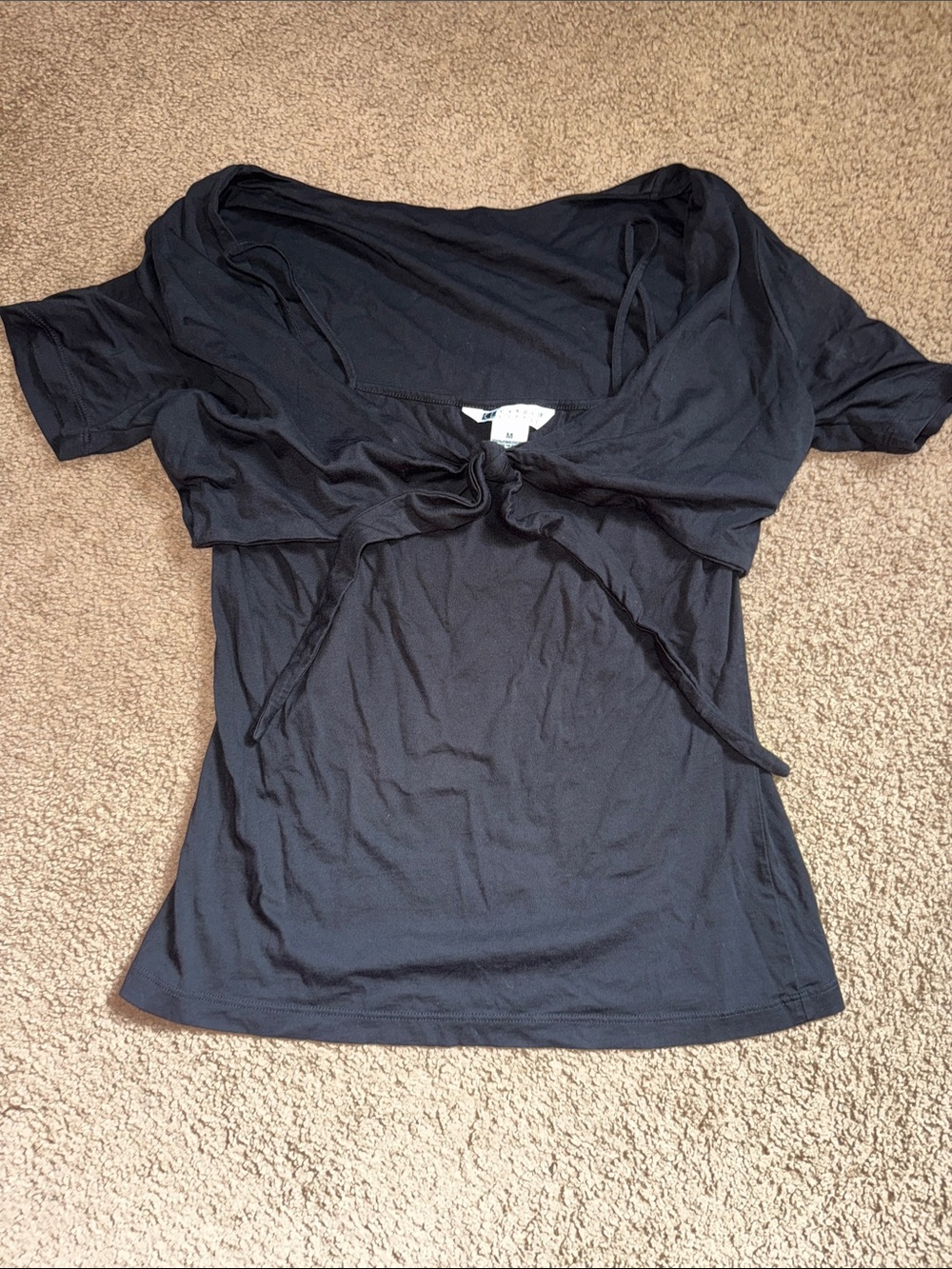 Carole Little Black Tie-Front Crop Top